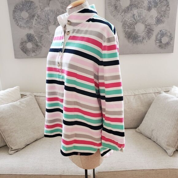 Talbots Striped Button Up Pullover Sweatshirt sz 3x - Picture 4 of 10
